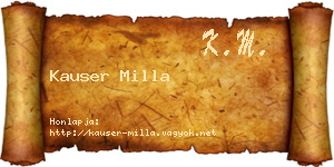 Kauser Milla névjegykártya
